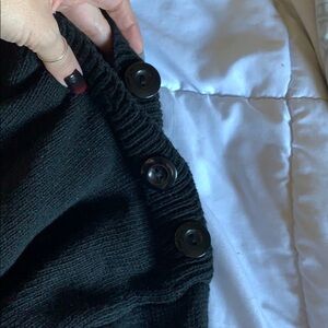 Black open button shoulder sweater s/m